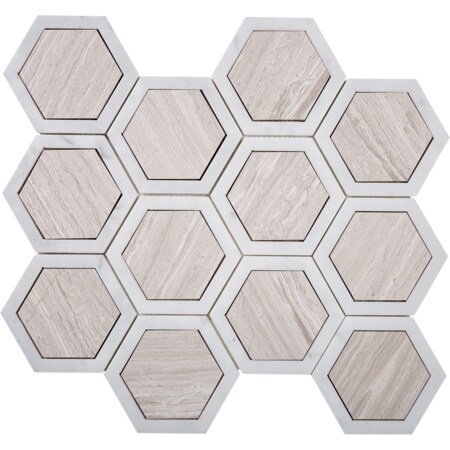 Apollo Tile Grey And White Hexagon 5.48 sq.ft 11.7